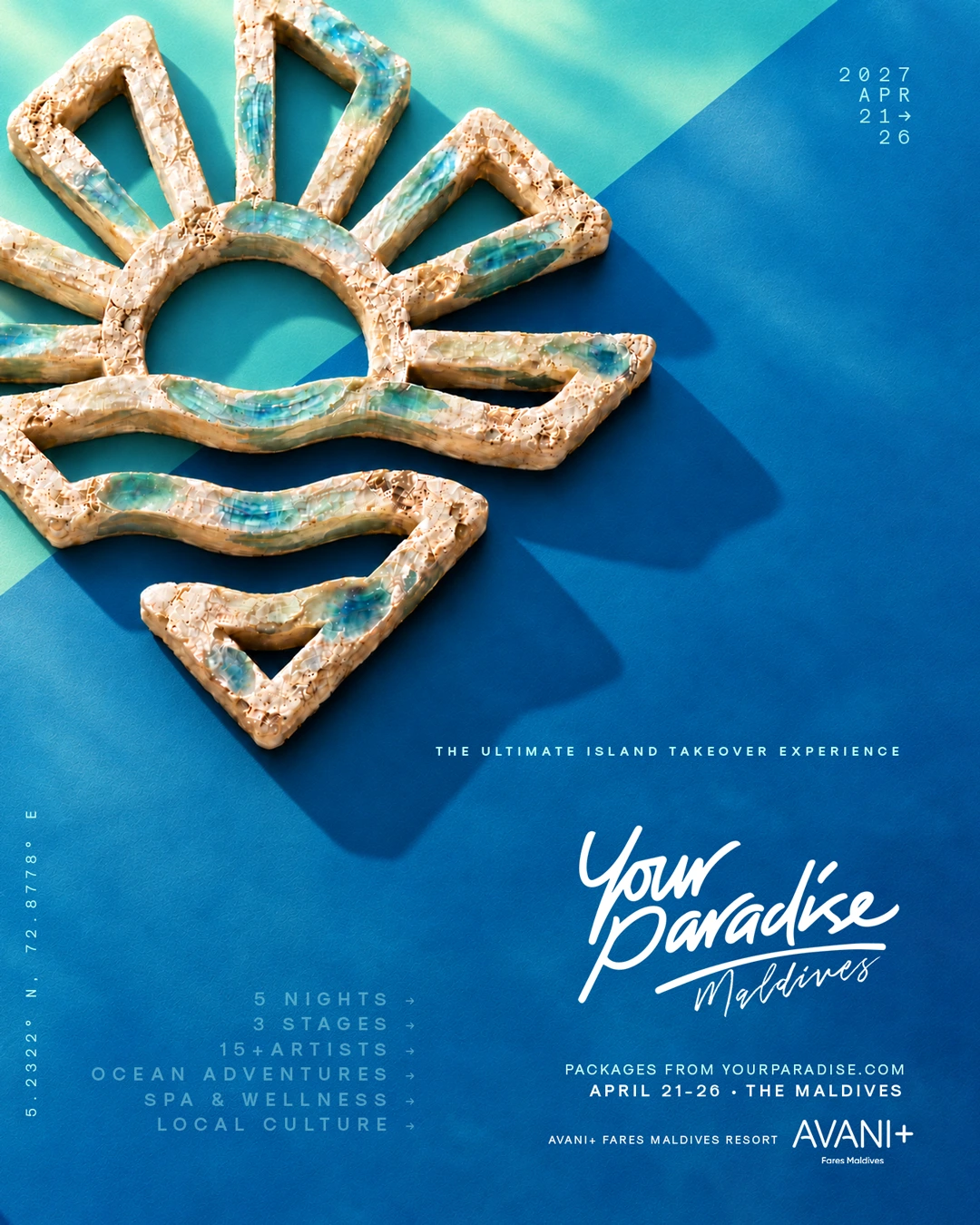Your Paradise Maldives 2027 event artwork, April 21–26