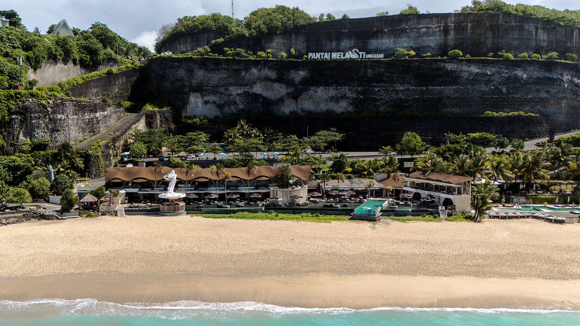 Aerial view of Melasti Beach, Uluwatu